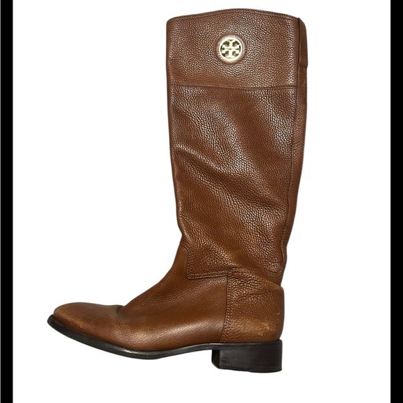 Tory Burch Women’s Junction Brown Leather Riding Boots Size 8 1/2M - Picture 2 of 10